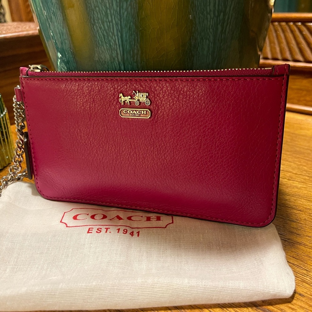 Coach Fuchsia Leather Wristlet